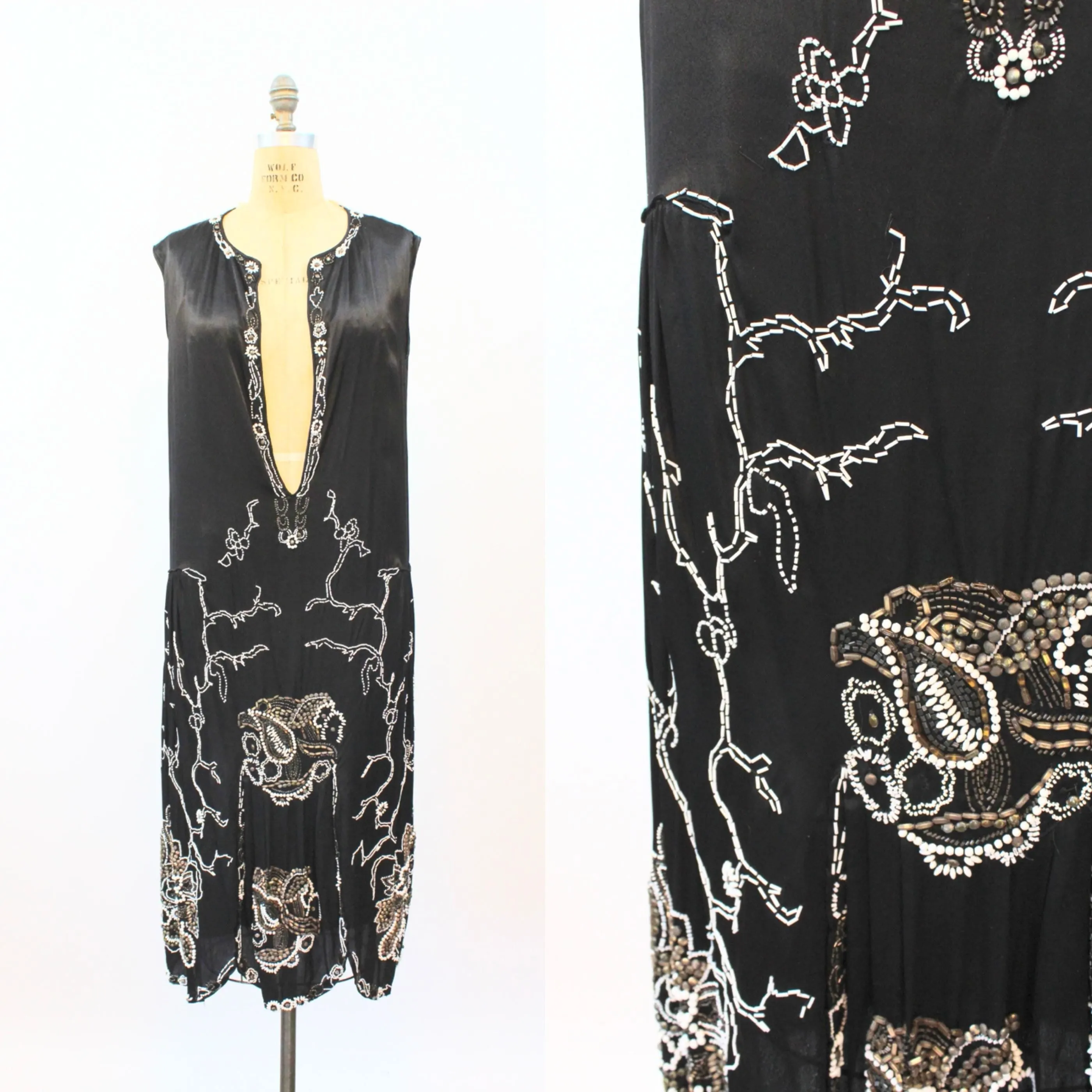 1920s PRISTINE multi beaded silk dress small medium | new fall winter