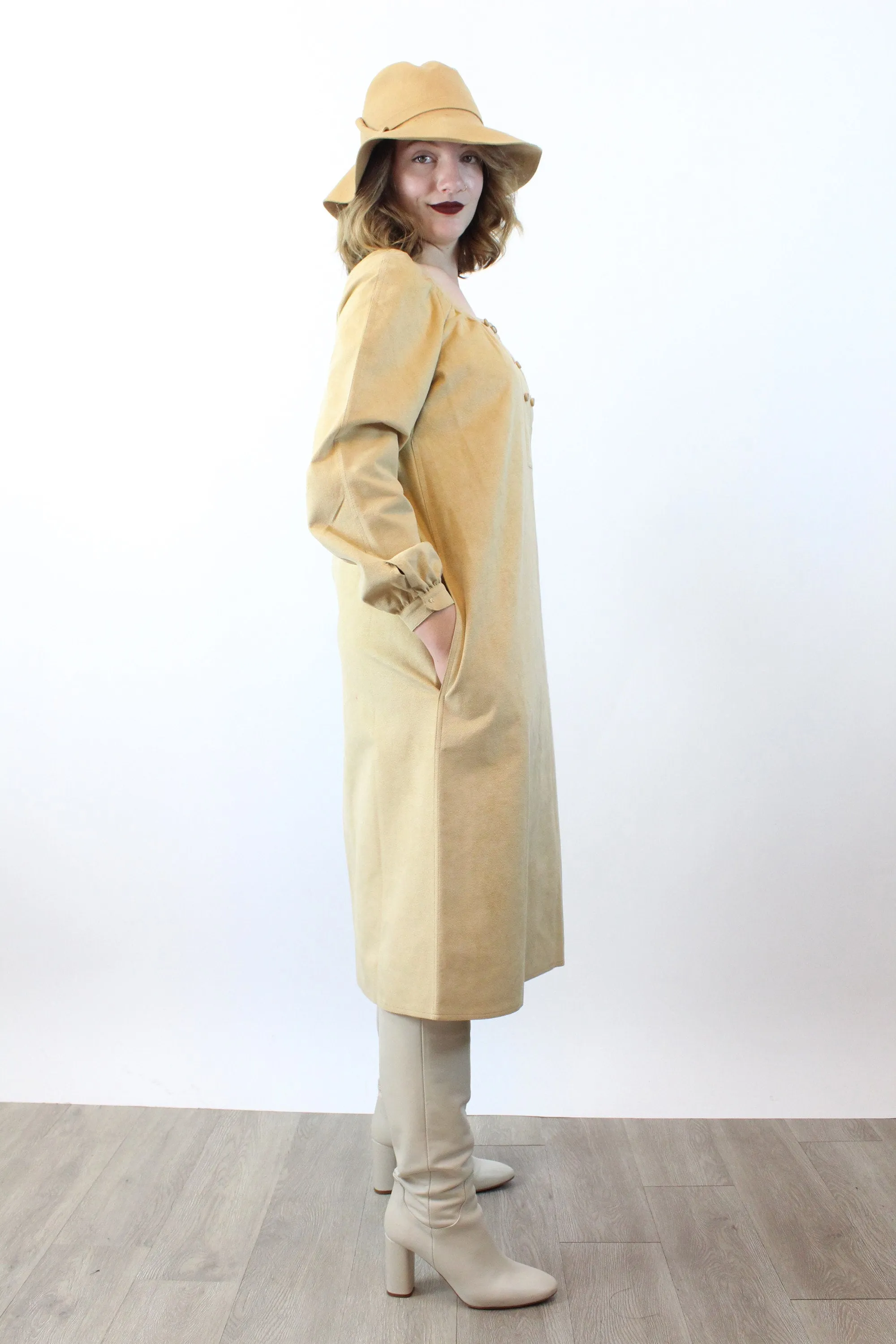 1970s 1975 documented GEOFFREY BEENE ultrasuede dress medium | new fall