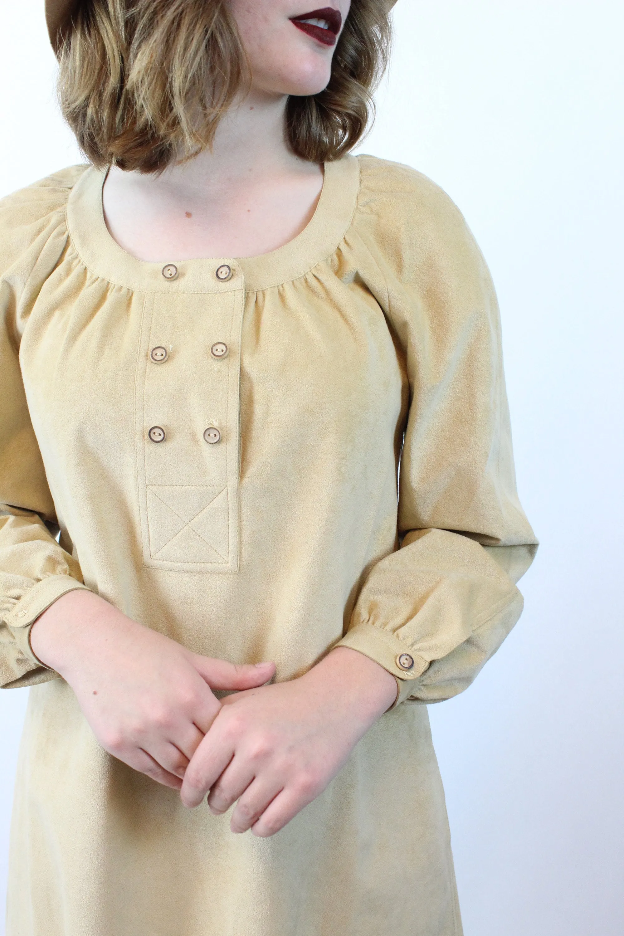1970s 1975 documented GEOFFREY BEENE ultrasuede dress medium | new fall