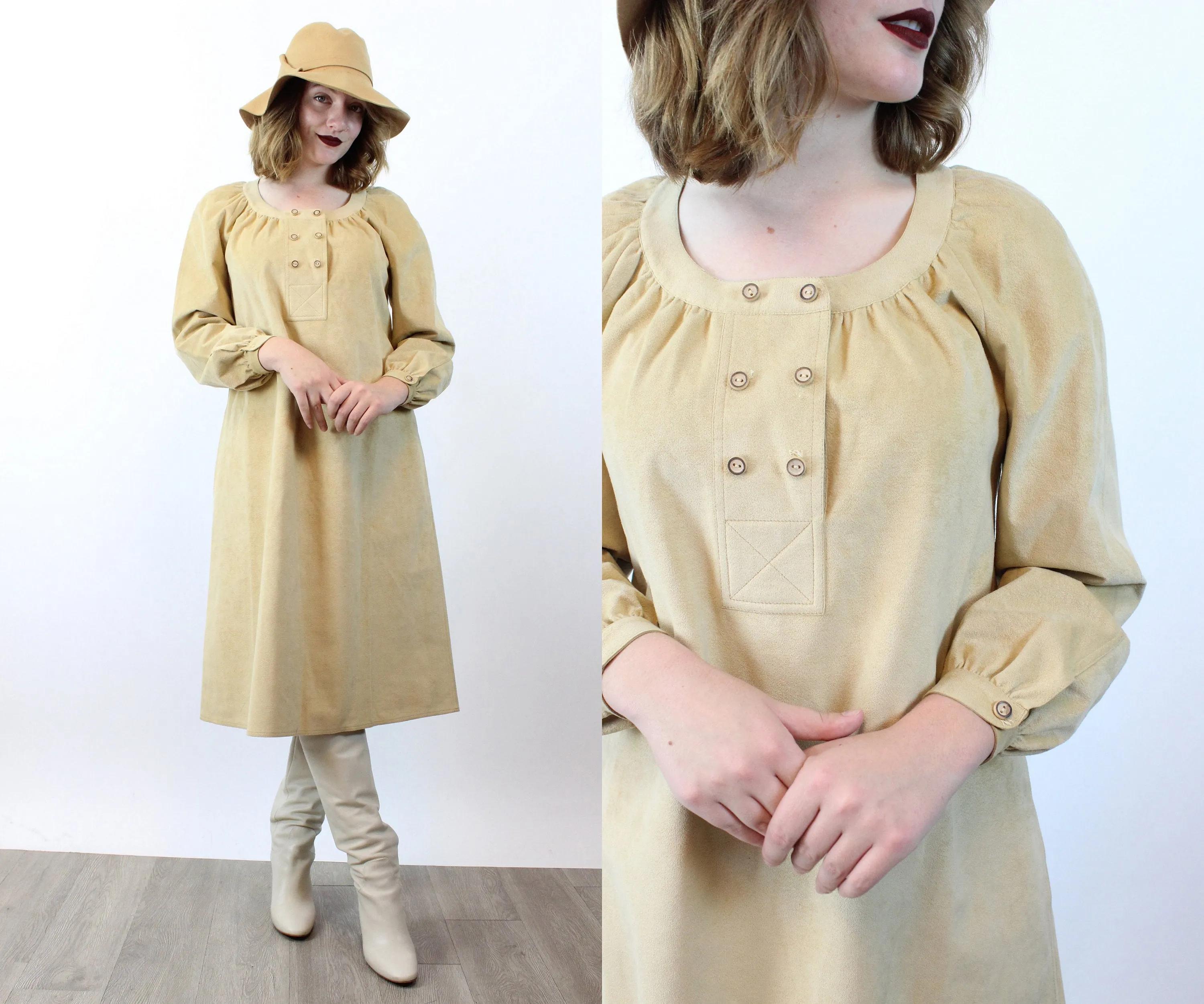 1970s 1975 documented GEOFFREY BEENE ultrasuede dress medium | new fall