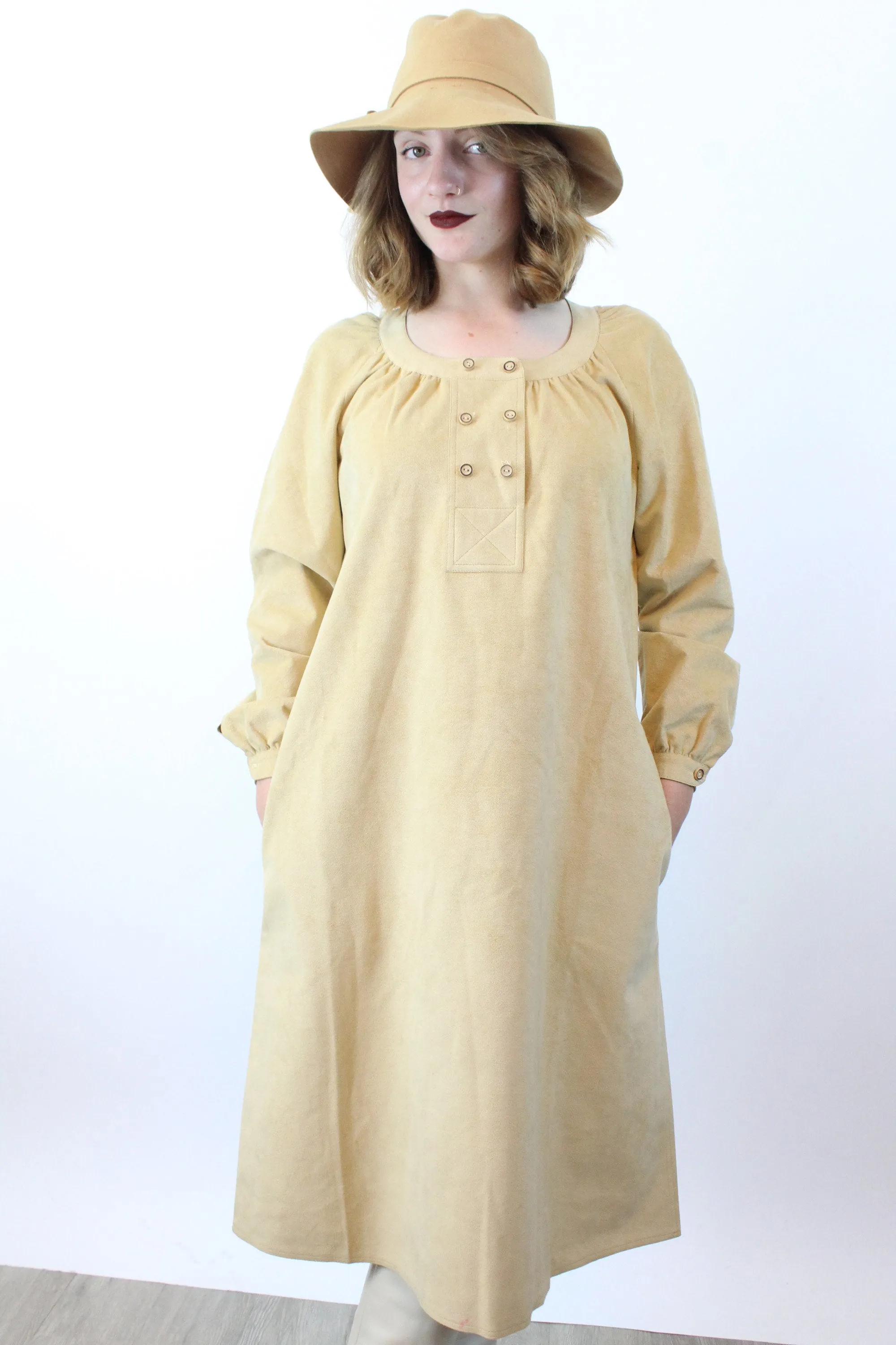 1970s 1975 documented GEOFFREY BEENE ultrasuede dress medium | new fall