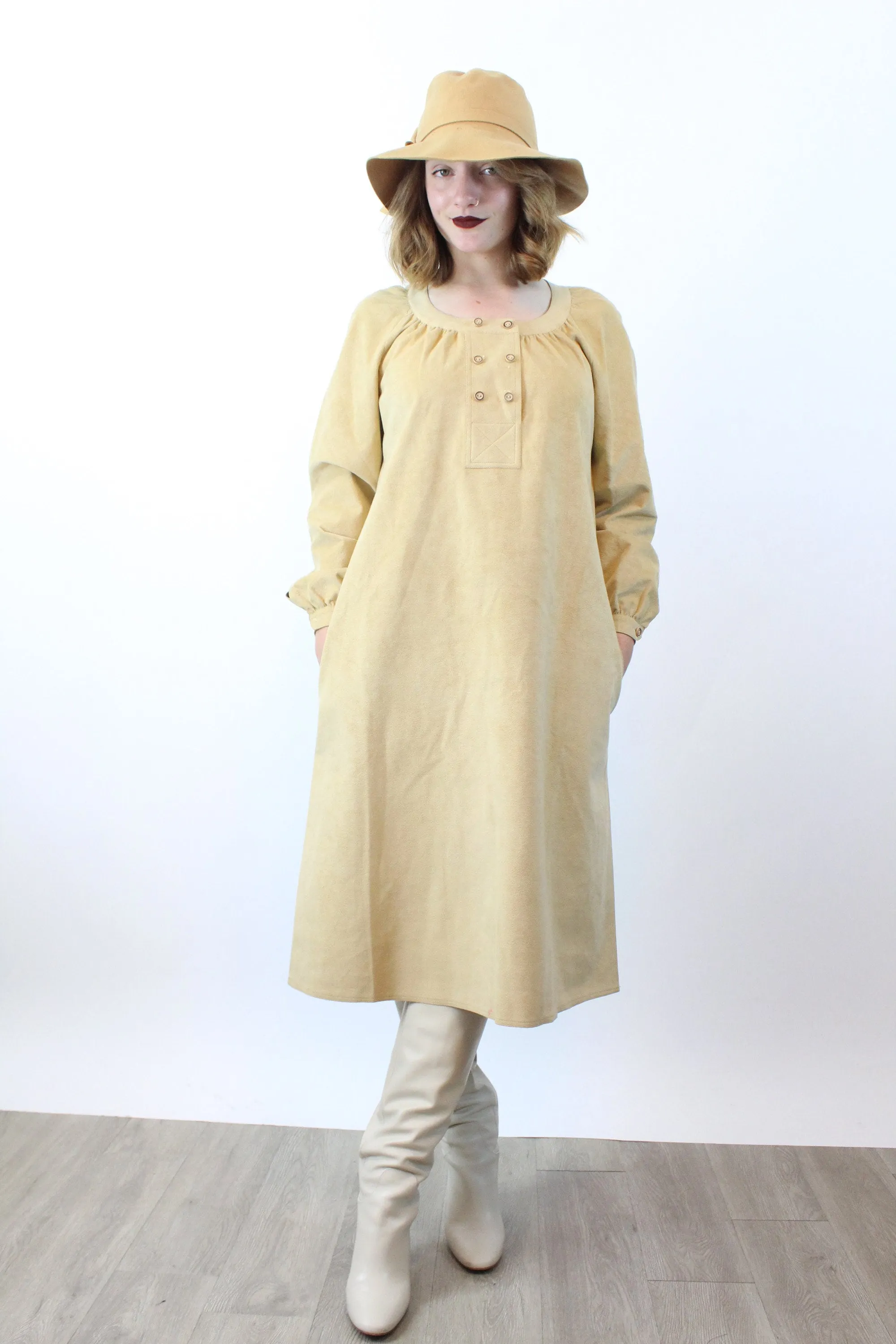 1970s 1975 documented GEOFFREY BEENE ultrasuede dress medium | new fall