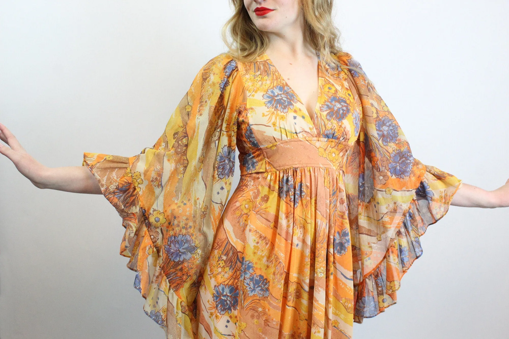 1970s ANGEL SLEEVE maxi dress small | new spring