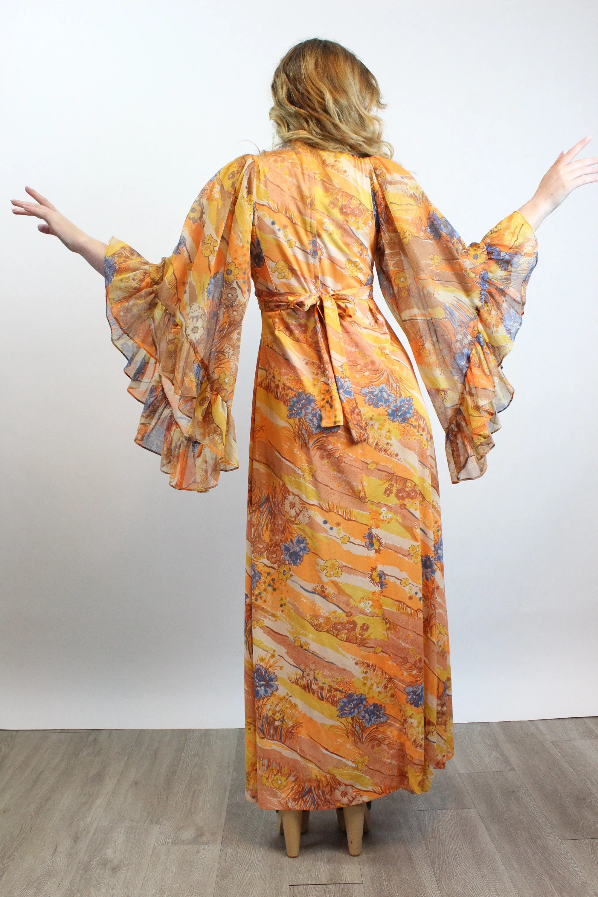 1970s ANGEL SLEEVE maxi dress small | new spring