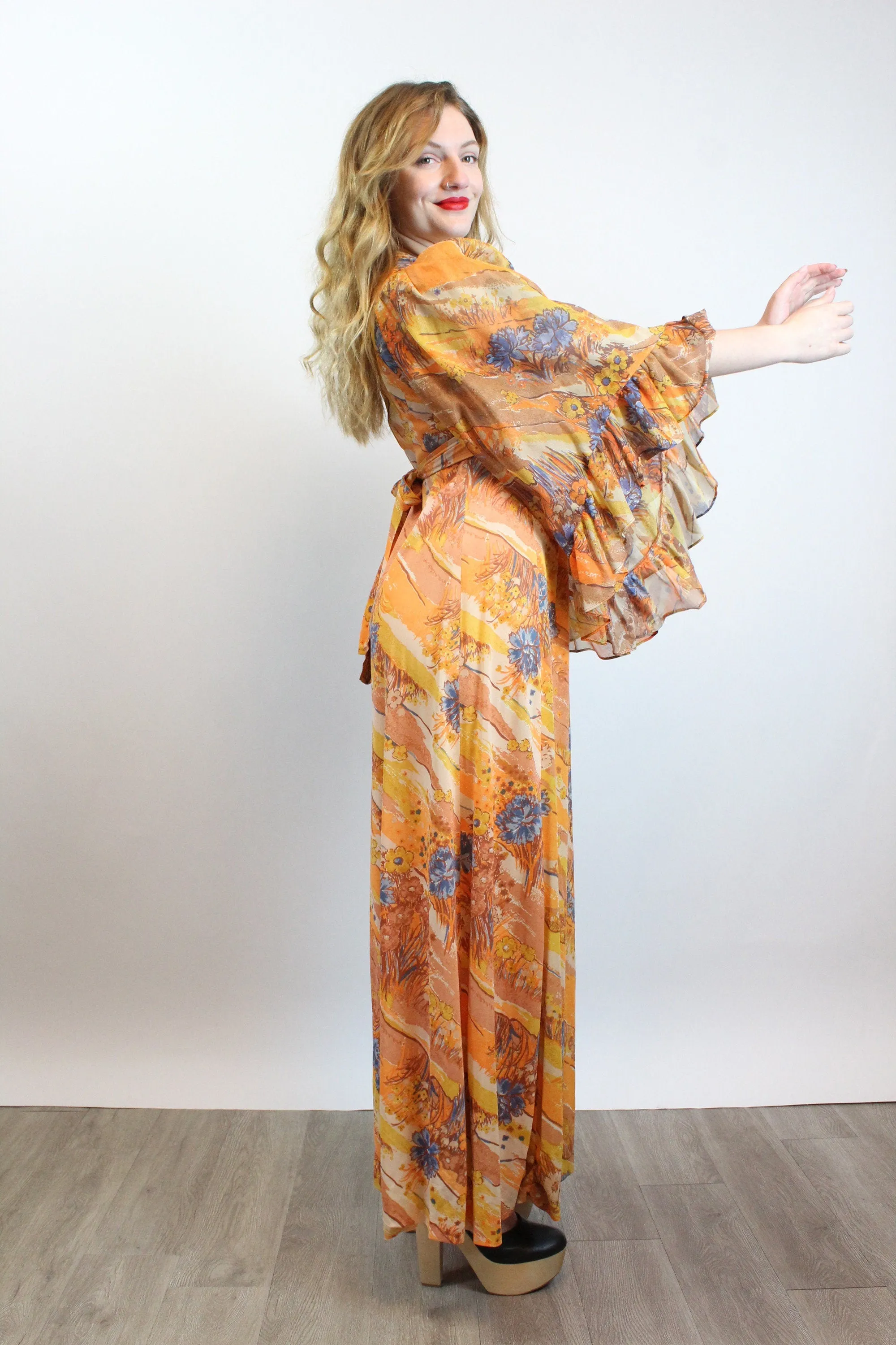 1970s ANGEL SLEEVE maxi dress small | new spring