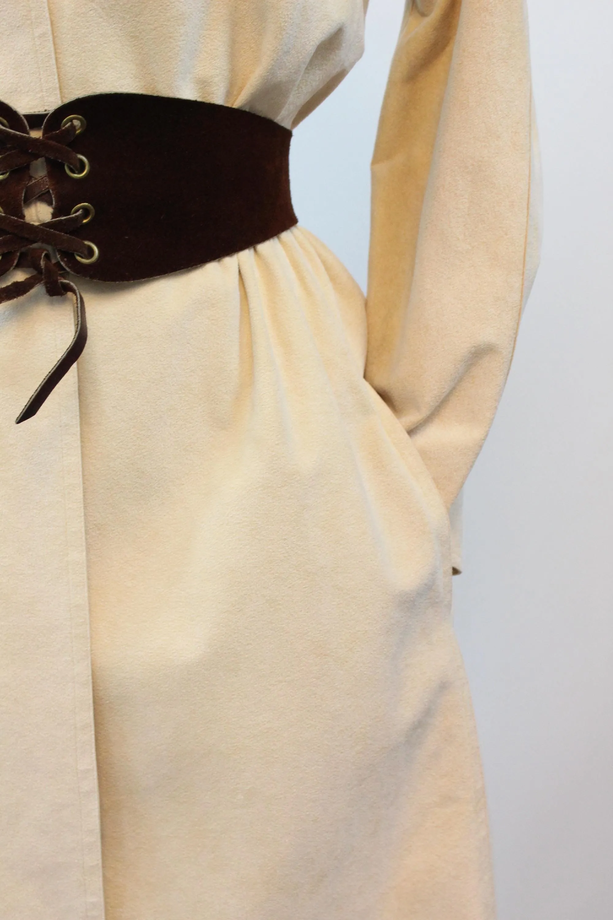 1970s HALSTON wrap dress ultrasuede small medium | new fall winter