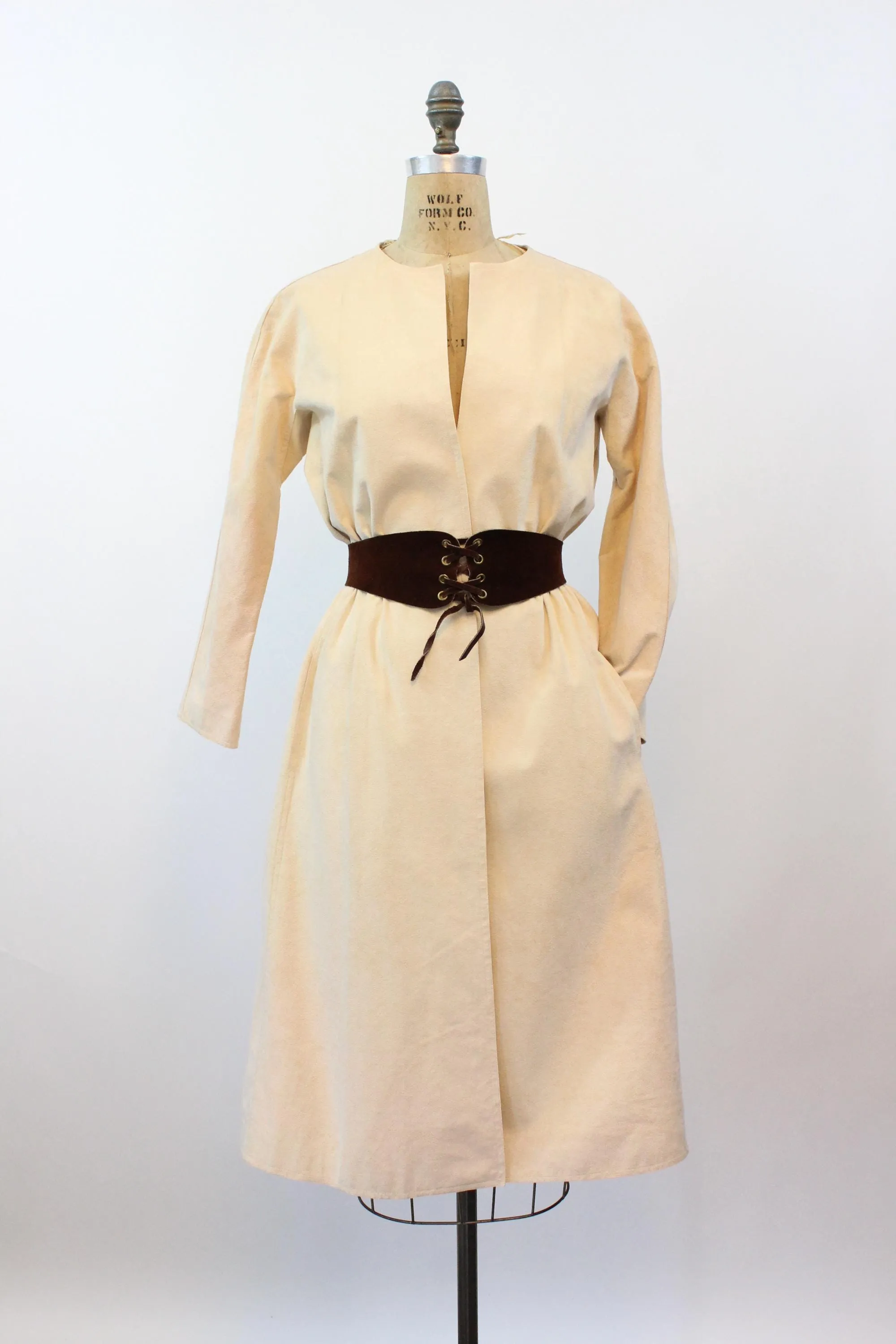 1970s HALSTON wrap dress ultrasuede small medium | new fall winter