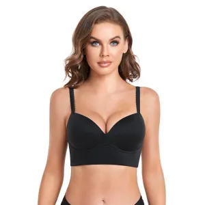 425 DotVol Women's Plunge Wirefree Pullover Bras Plus Size Comfortable Padded Everyday Bra Black