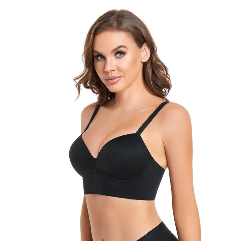 425 DotVol Women's Plunge Wirefree Pullover Bras Plus Size Comfortable Padded Everyday Bra Black