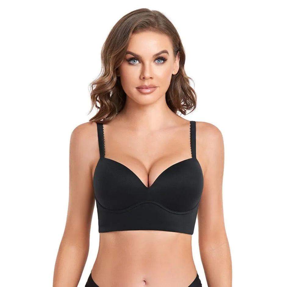 425 DotVol Women's Plunge Wirefree Pullover Bras Plus Size Comfortable Padded Everyday Bra Black