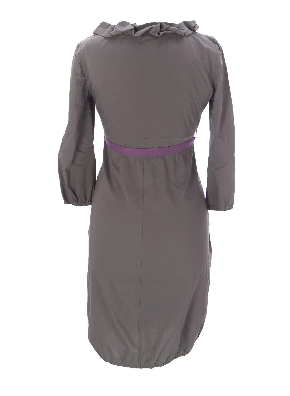 9FASHION Maternity Women's Moita Belted Collared Dress, Small, Graphite