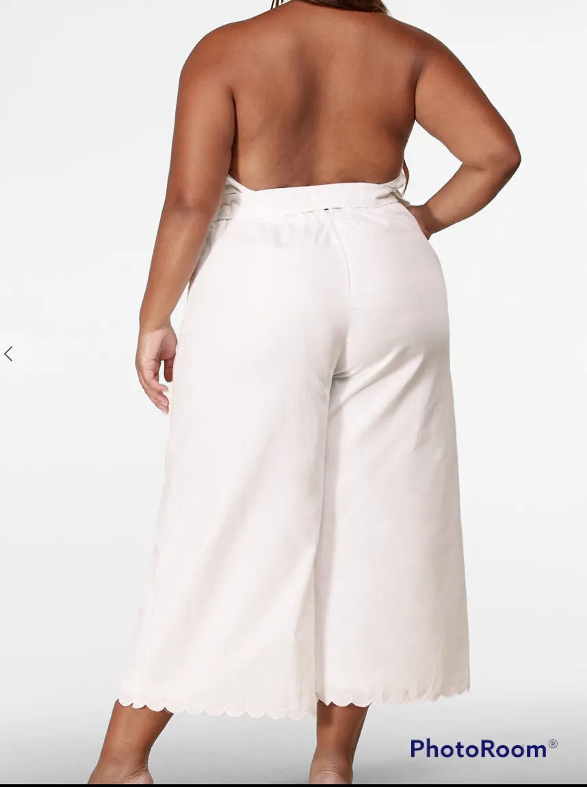 All Fluttered White Plus Jumpsuit