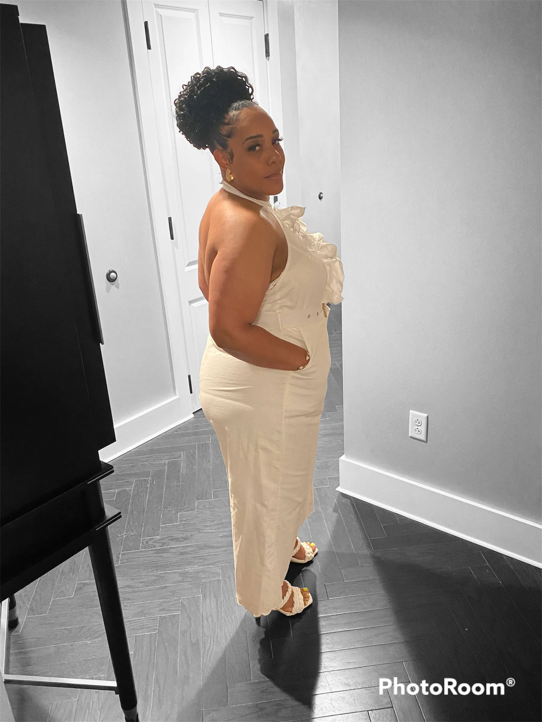 All Fluttered White Plus Jumpsuit