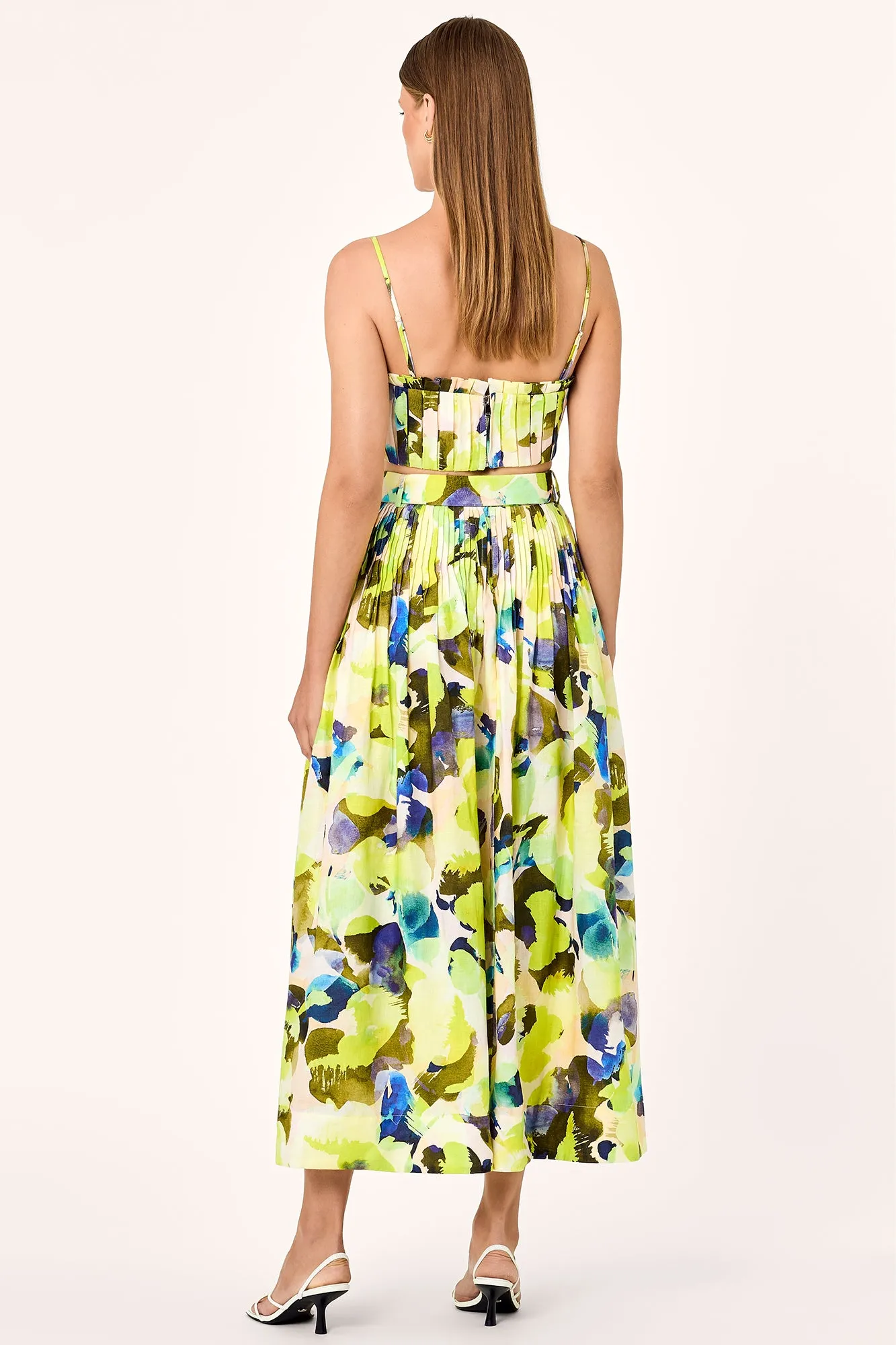 Amabelle Midi Skirt - Limeade Blur