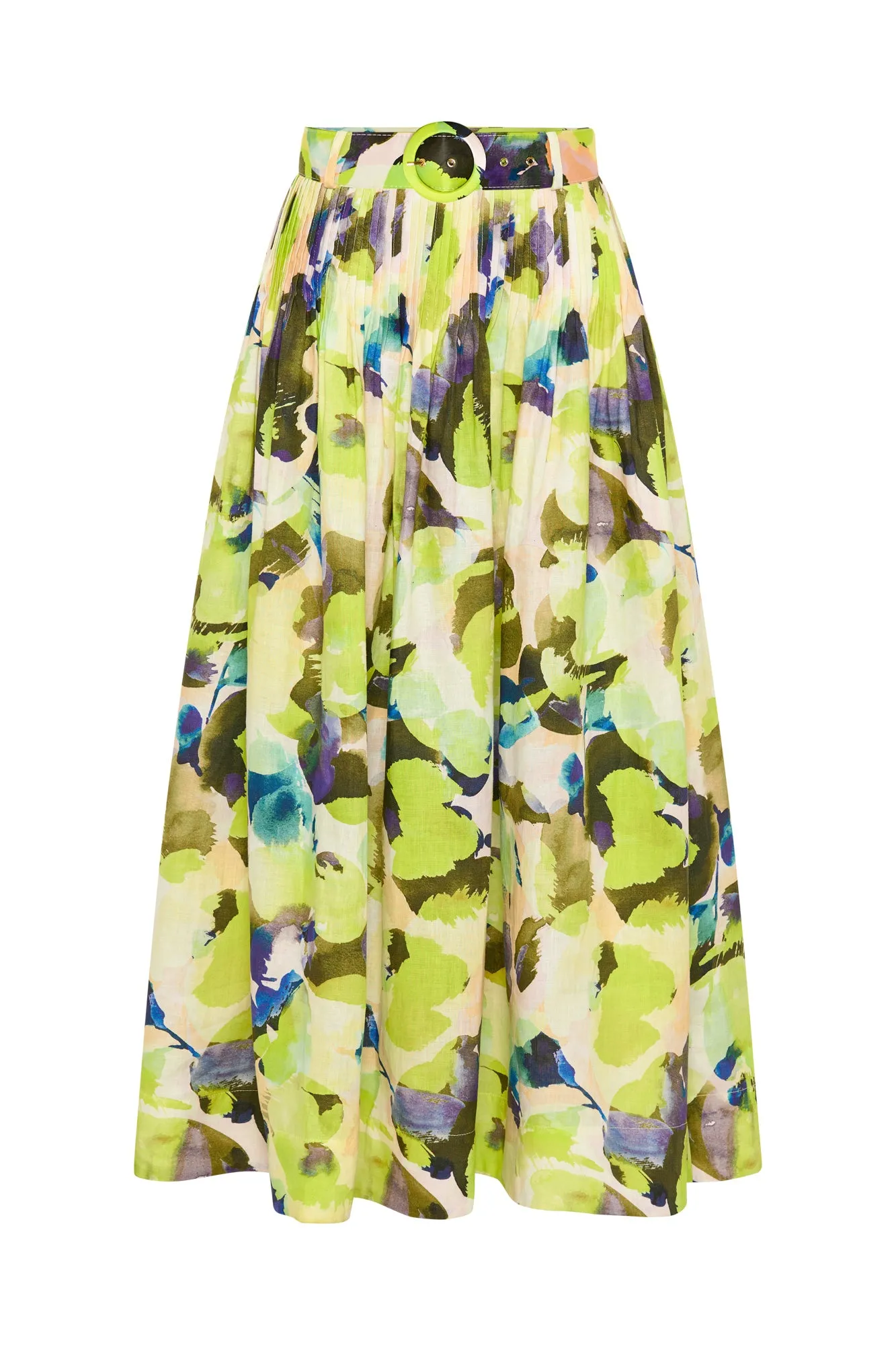 Amabelle Midi Skirt - Limeade Blur