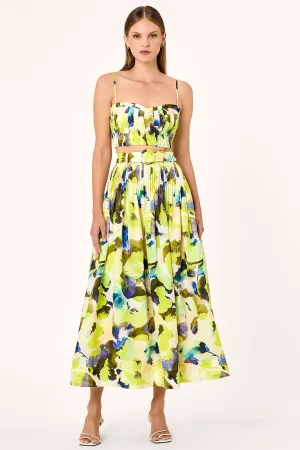 Amabelle Midi Skirt - Limeade Blur