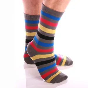 Amedeo Exclusive Men's Colorful Stripe Dark Grey Soft Socks