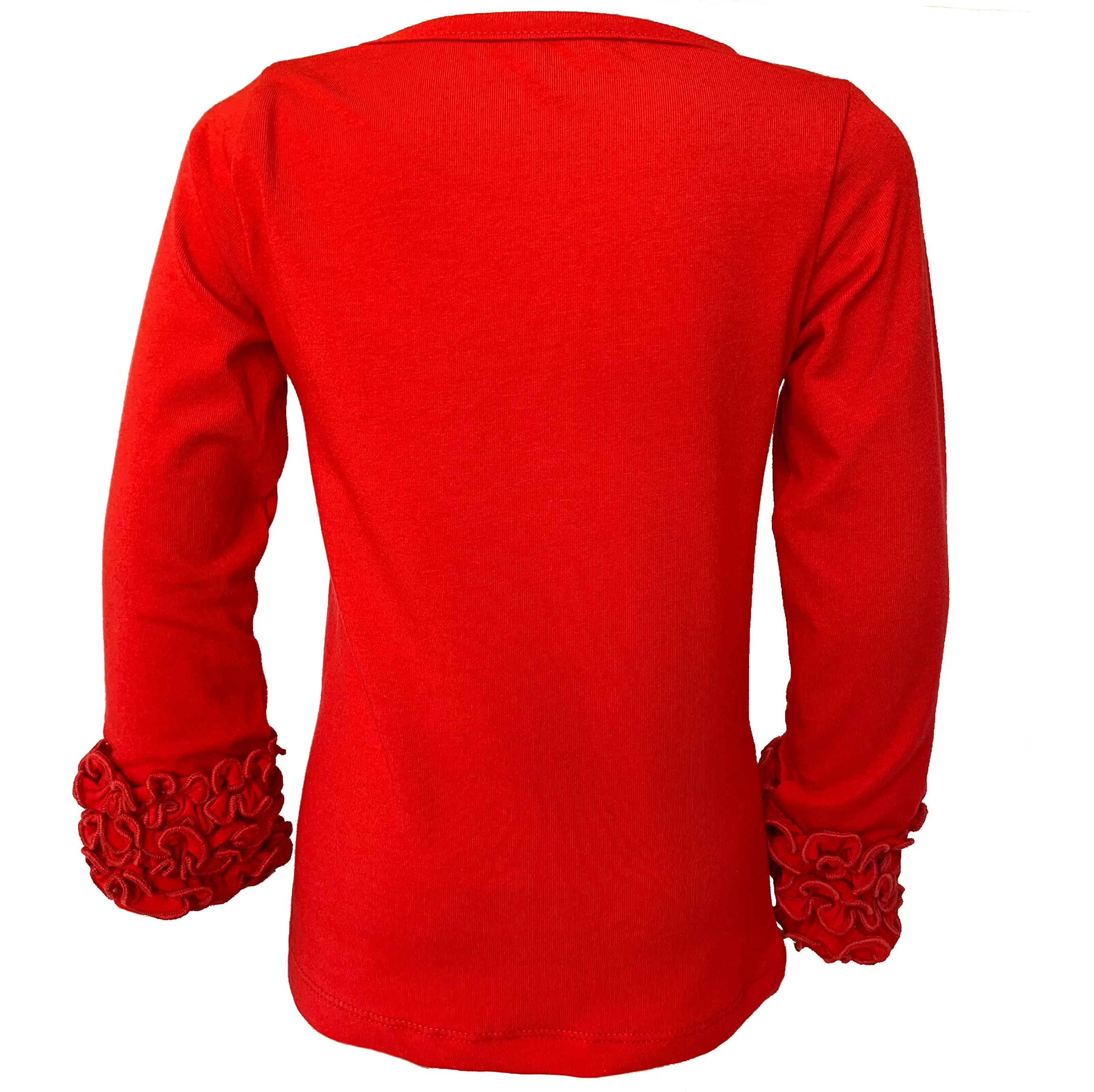 AnnLoren Baby Big Girls Boutique Long Sleeve Red Ruffle Layering T-shirt