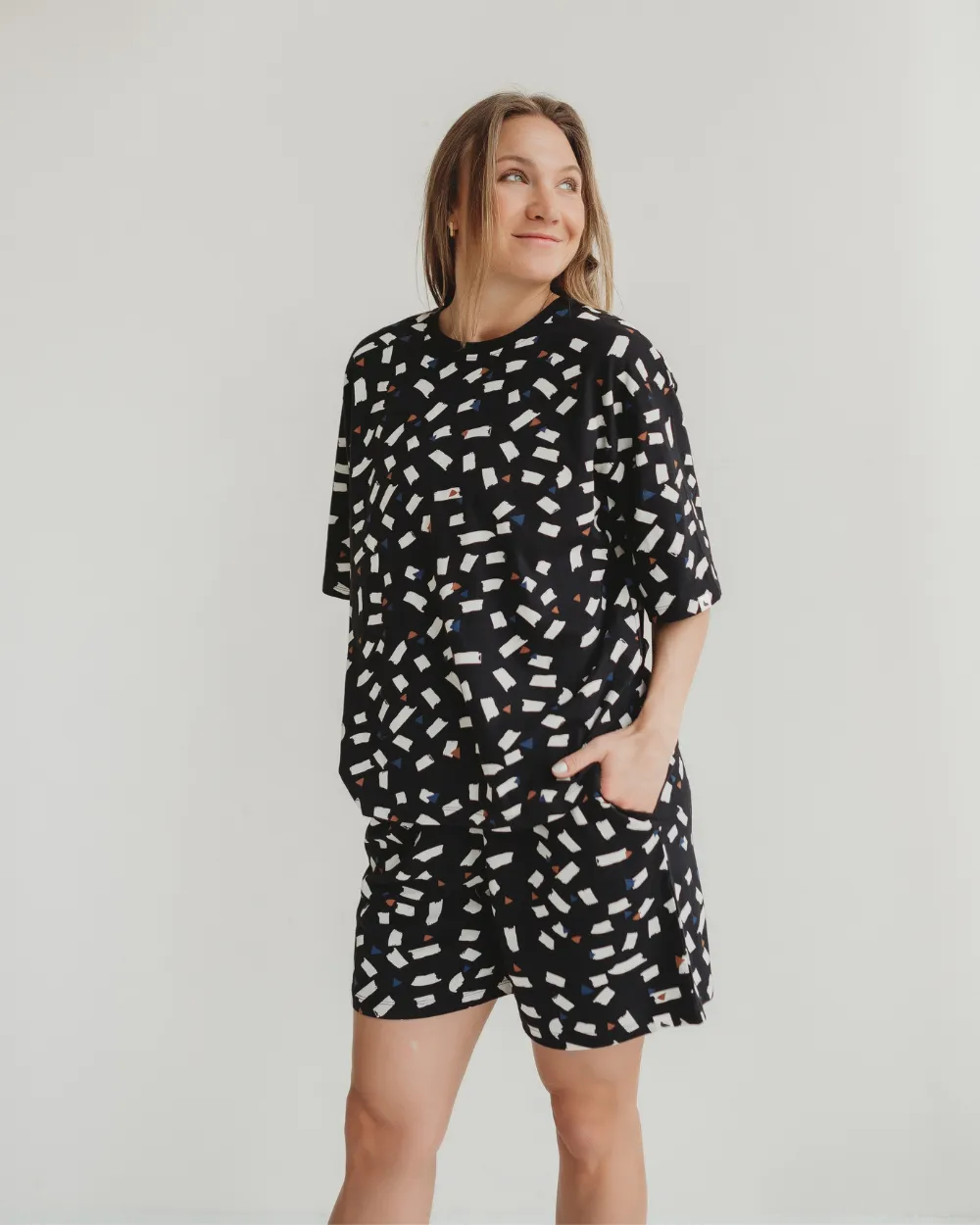 Audrey Black Confetti Print Shorts