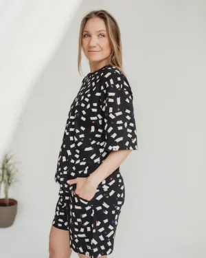 Audrey Black Confetti Print Shorts