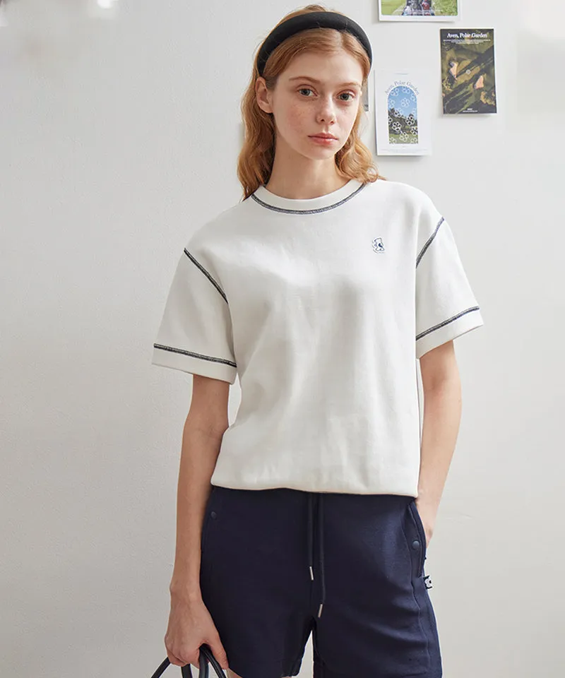 AVEN Stitched Cotton Short Sleeve T-shirt - White