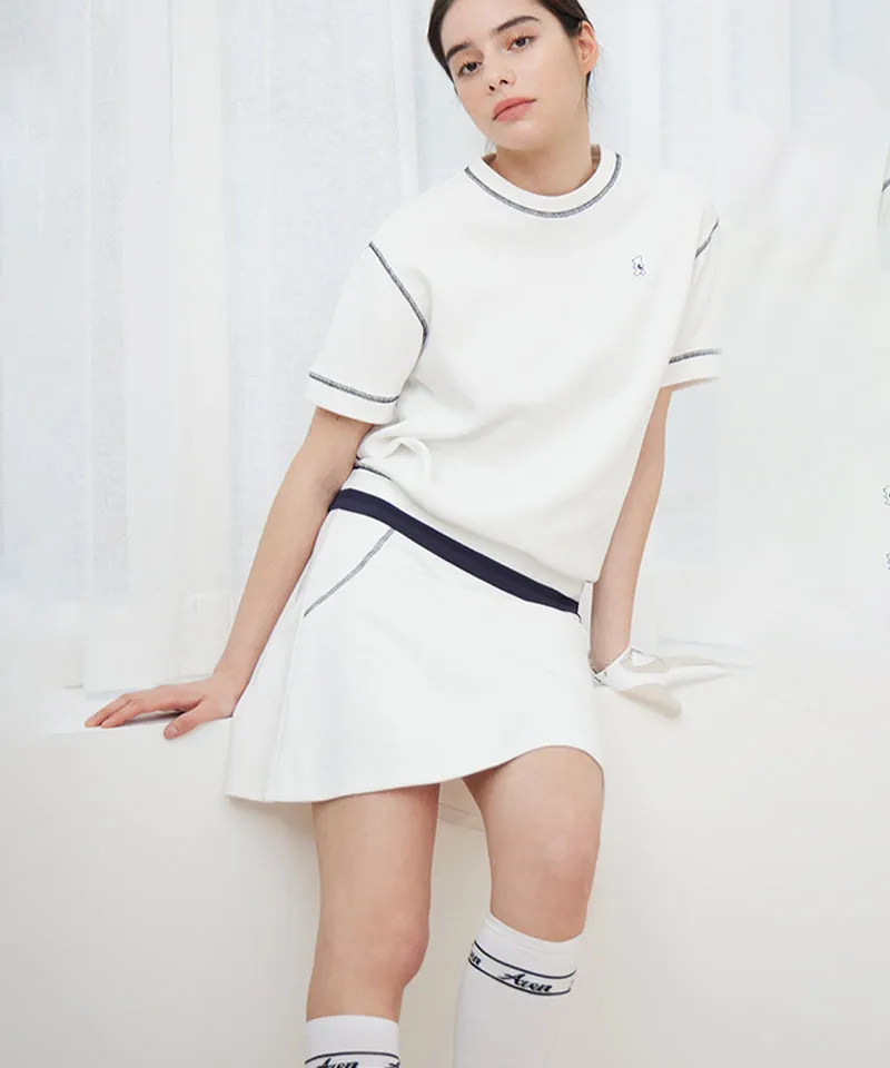 AVEN Stitched Cotton Short Sleeve T-shirt - White