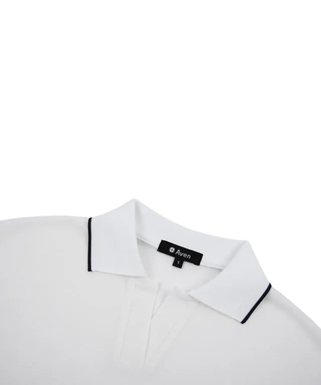 AVEN Women's  Raglan Relaxed Fit Polo Shirt - White