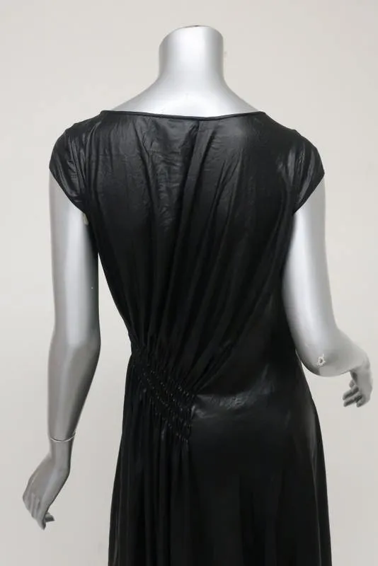 Barbara Bui Dress Black Shimmer Size 40 Ruched Asymmetrical Midi NEW