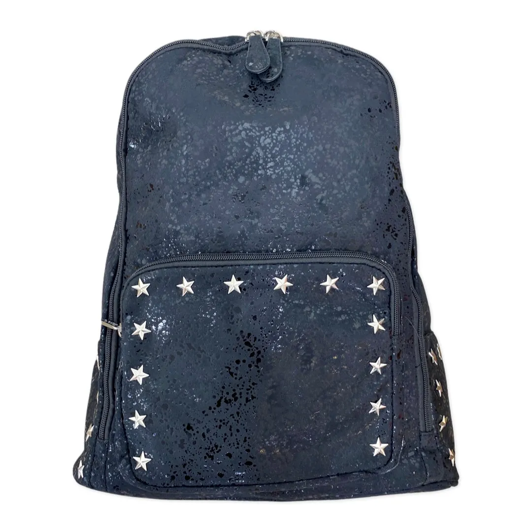 Bari Lynn Black Star Studded Splatter Backpack