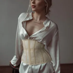 Beige External Under-bust See through Corset