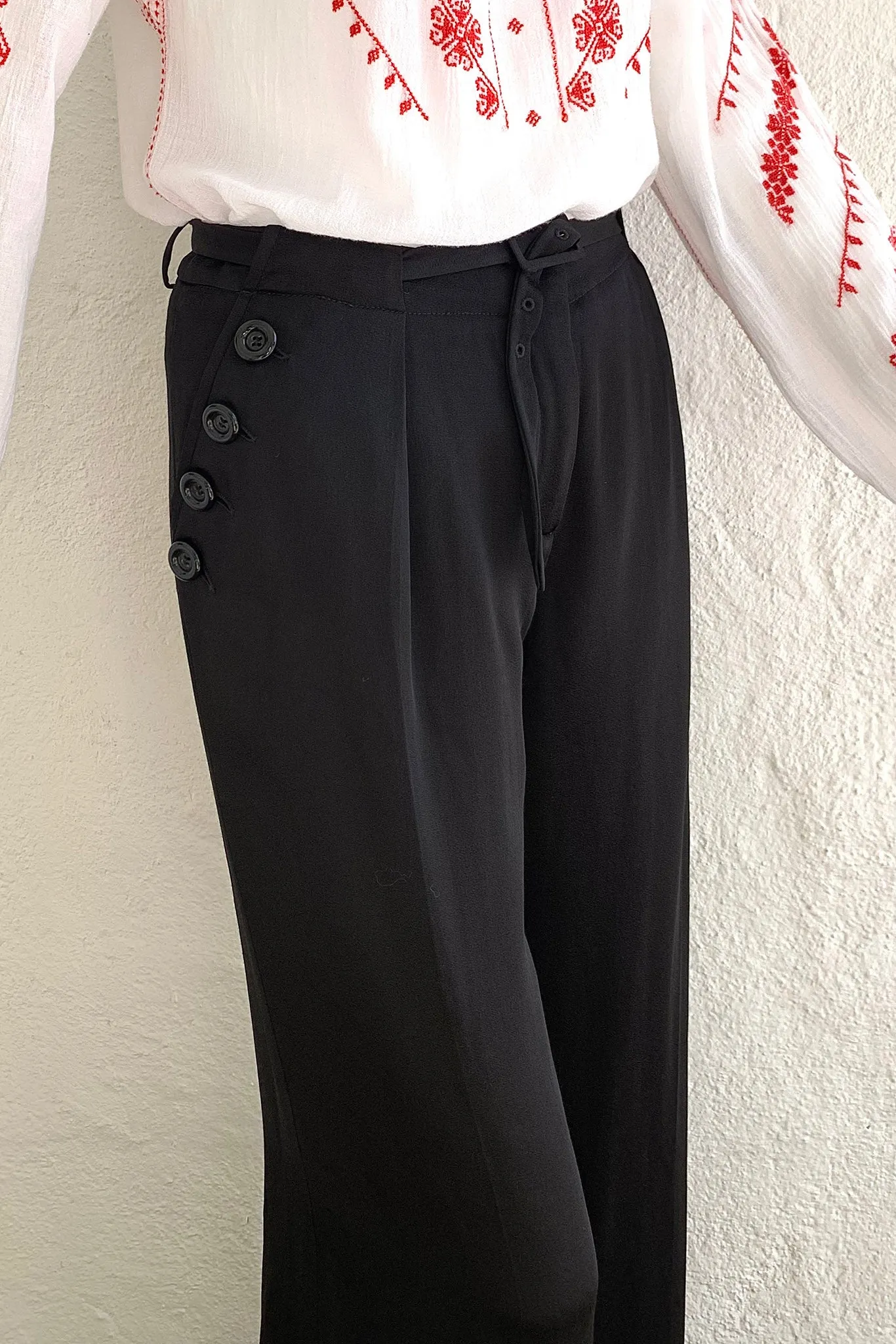 Belted Silk Sailor Pant