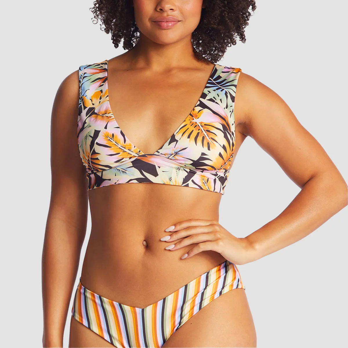 Billabong Postcards From Paradise Reversible Plunge Bikini Top Multi - Womens