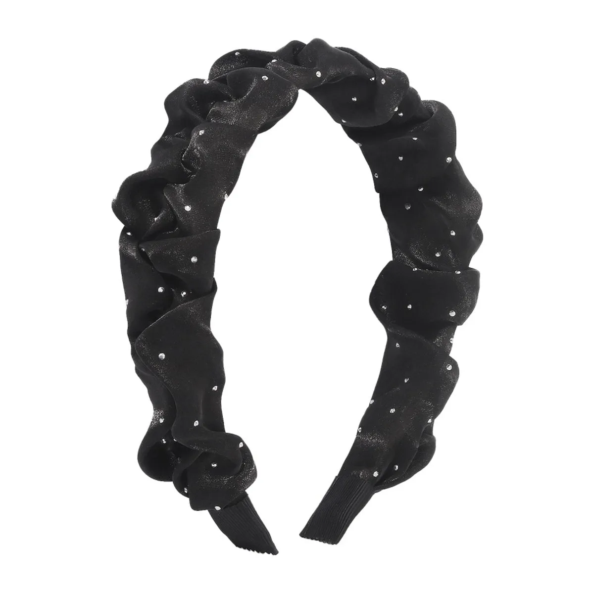 Black & Cubic Zirconia Ruffle Hard Headband