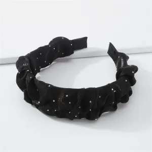 Black & Cubic Zirconia Ruffle Hard Headband