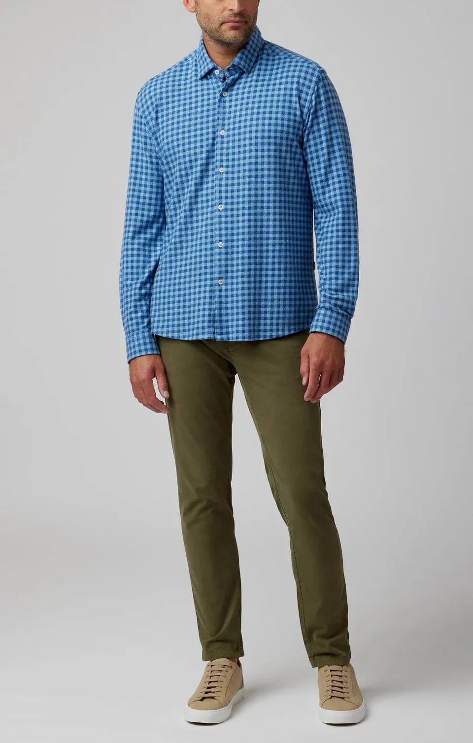 Blue Ginghan Brushed Jersey Shirt