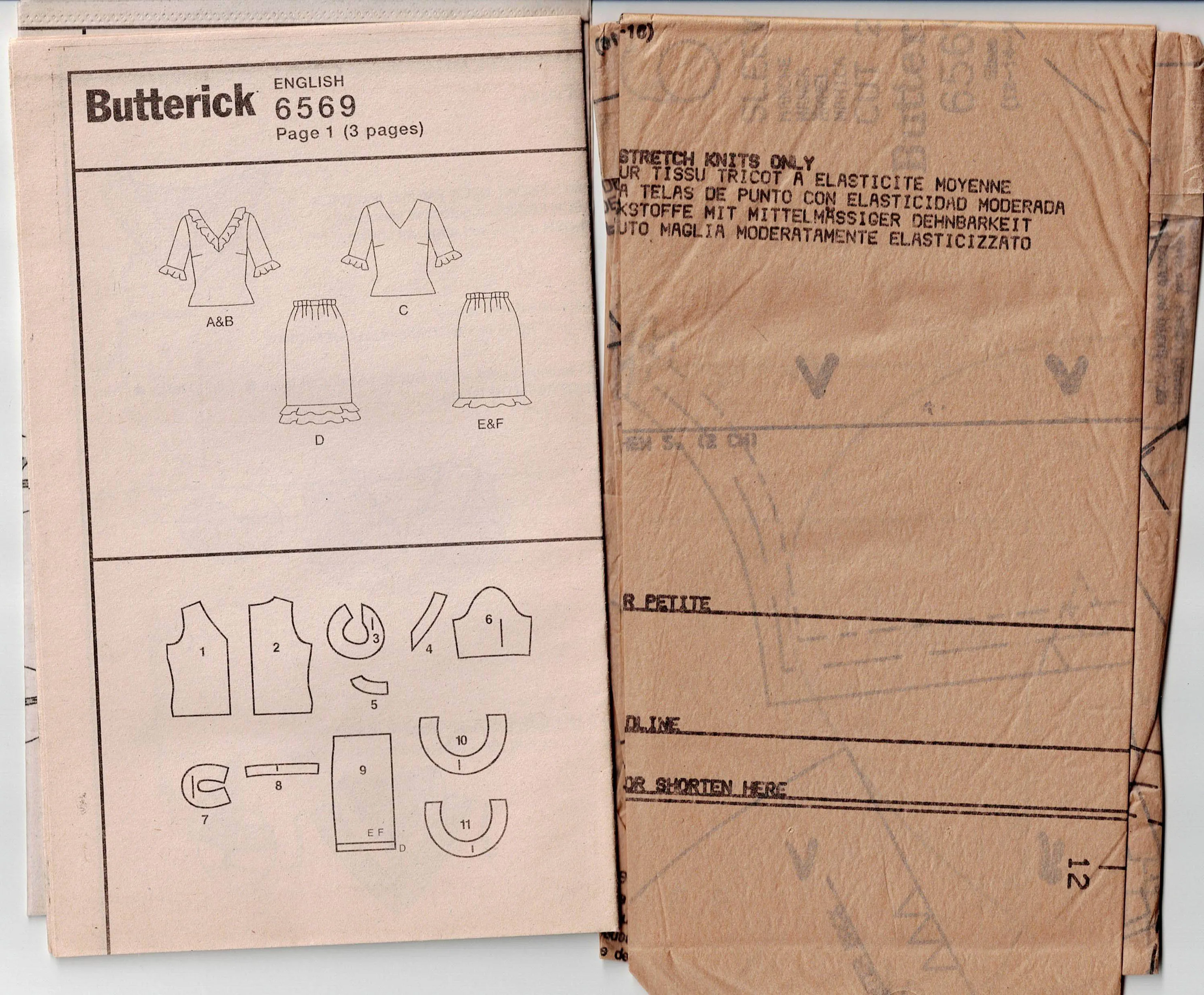 Butterick 6569 Womens Ruffled Evening Top & Skirt Out Of Print Sewing Pattern Size 18 - 22 UNCUT Factory Folded