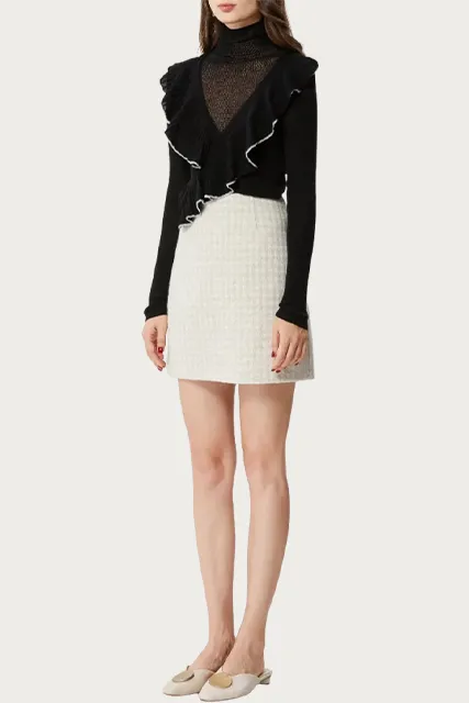 CALISTA LAYERED-EFFECT RUFFLED TURTLENECK TOP