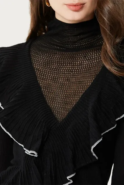 CALISTA LAYERED-EFFECT RUFFLED TURTLENECK TOP