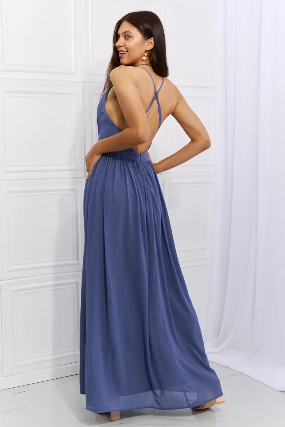 Captivating Muse Open Crossback Maxi Dress
