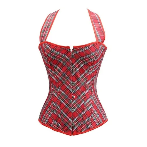 Caudatus Red Plaid Corset Sexy Women  Bustier Plus Size Sexy Corselet