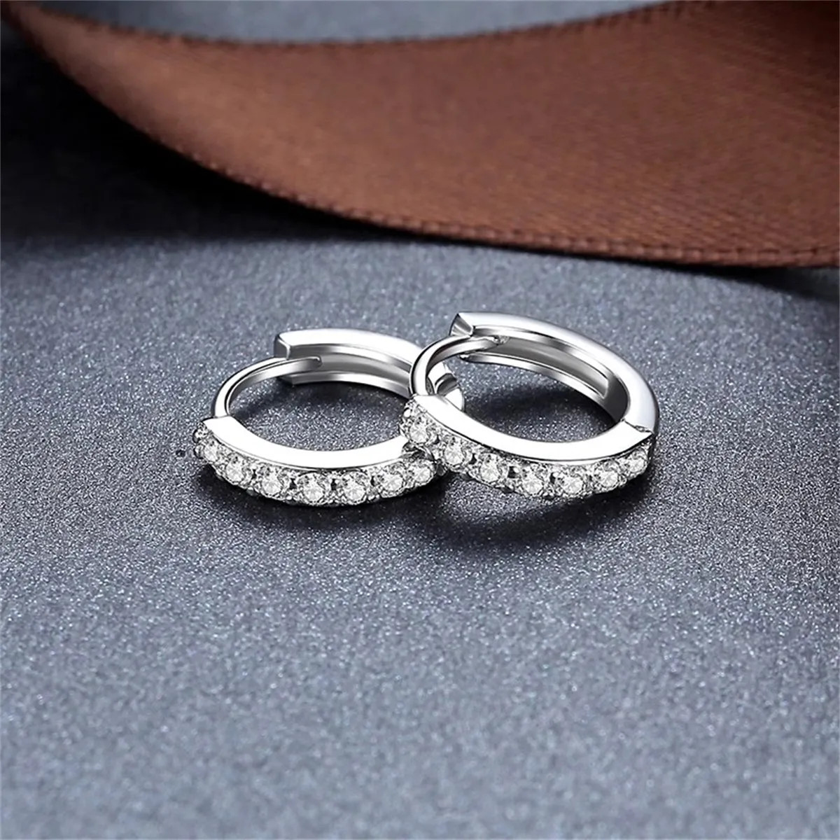 Clear Cubic Zirconia & Silver-Plated Channel-Set Huggie Earrings
