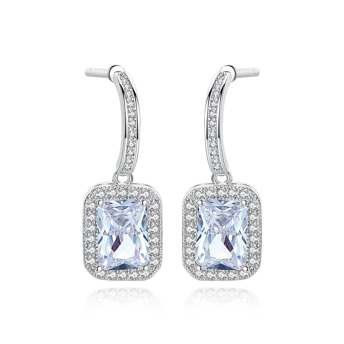 Crystal & Cubic Zirconia Rectangle Cushion Drop Earrings