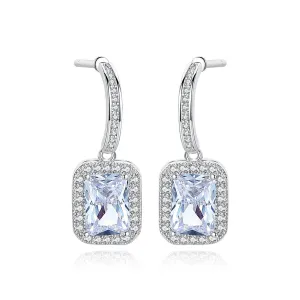 Crystal & Cubic Zirconia Rectangle Cushion Drop Earrings