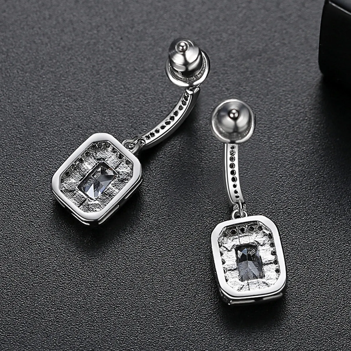 Crystal & Cubic Zirconia Rectangle Cushion Drop Earrings