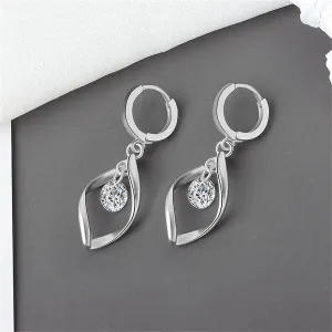 Crystal & Silver-Plated Twisted Drop Huggie Earrings