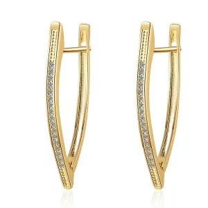 Cubic Zirconia & 18K Gold-Plated Triangle Huggie Earrings