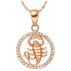Cubic Zirconia & 18K Rose Gold-Plated Capricornus Pendant Necklace