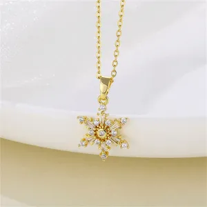 Cubic Zirconia & Crystal Snowflake Pendant Necklace