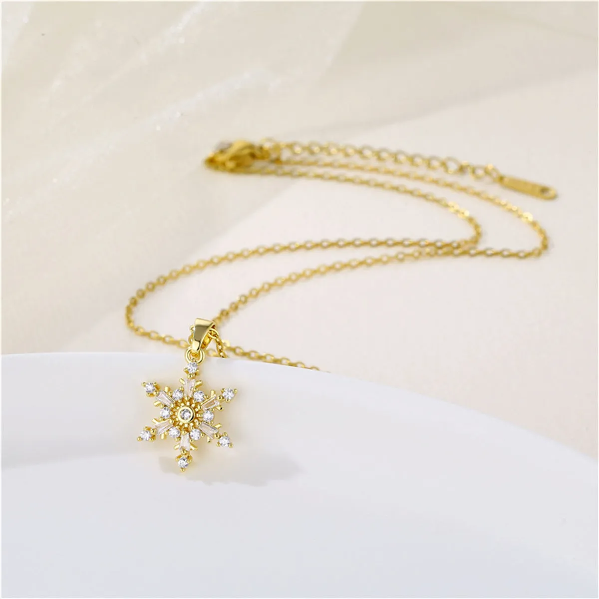 Cubic Zirconia & Crystal Snowflake Pendant Necklace