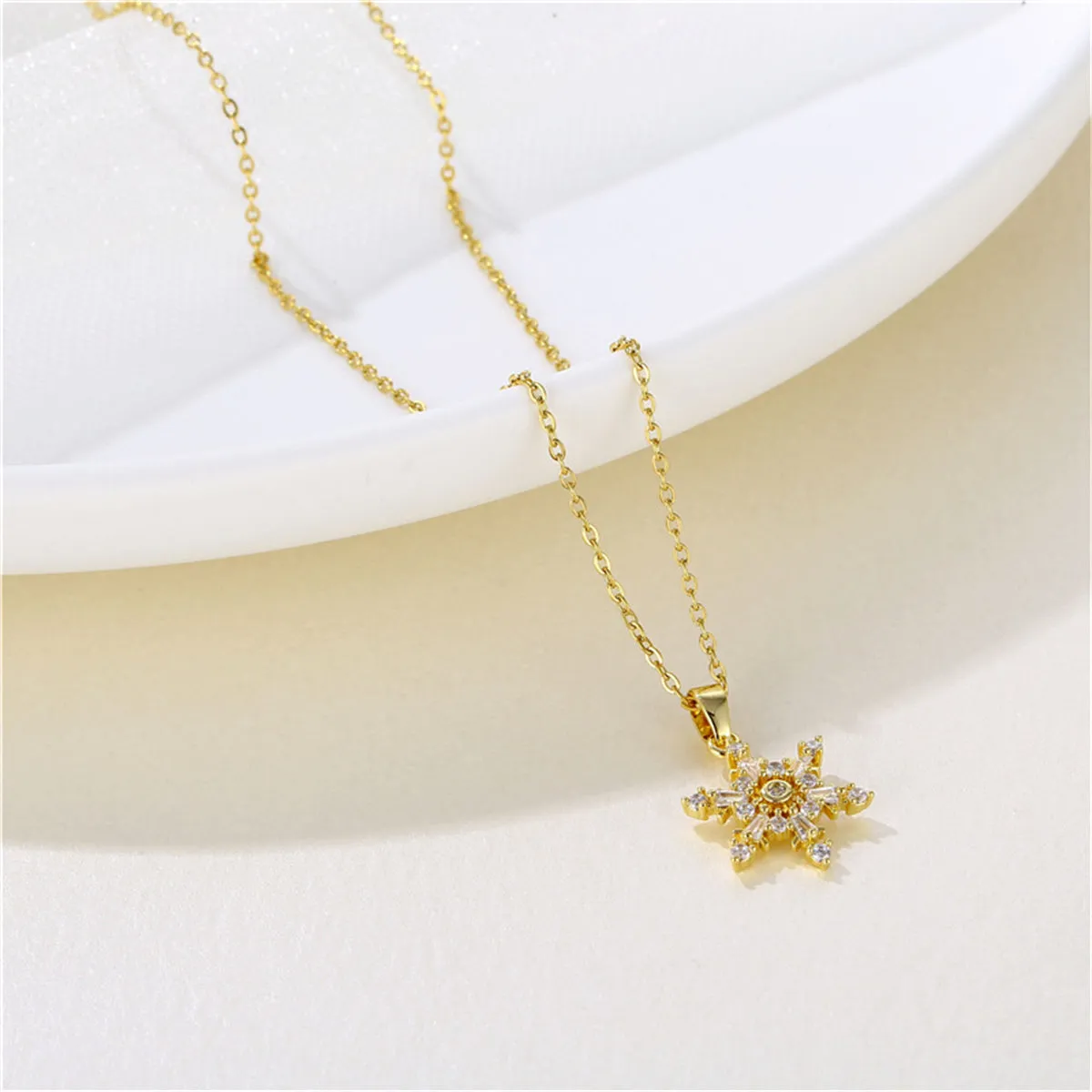 Cubic Zirconia & Crystal Snowflake Pendant Necklace